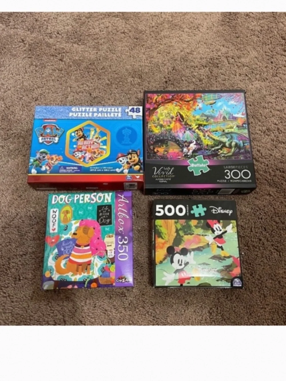 puzzle(4 items,used) and book and Coloring book(new) for kids toys